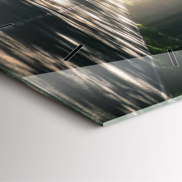 Square wall clock Forest road and streaks of sunlight