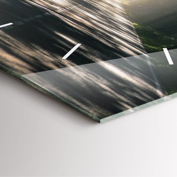 Square wall clock Forest road and streaks of sunlight