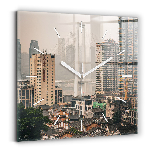 Square wall clock Chongqing Old Town