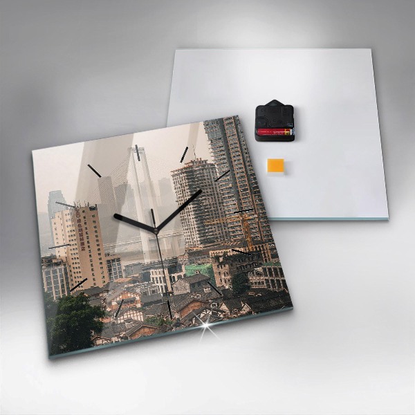 Square wall clock Chongqing Old Town