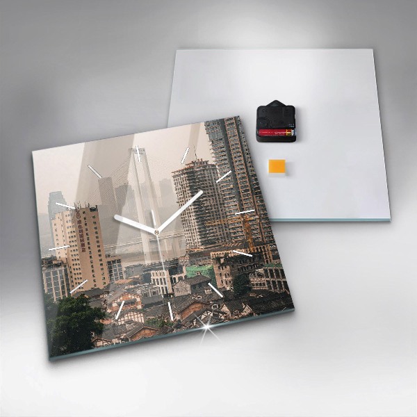 Square wall clock Chongqing Old Town