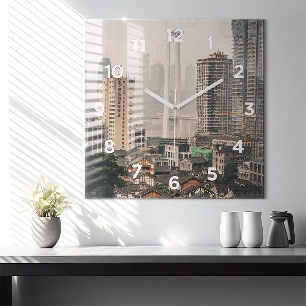 Square wall clock Chongqing Old Town