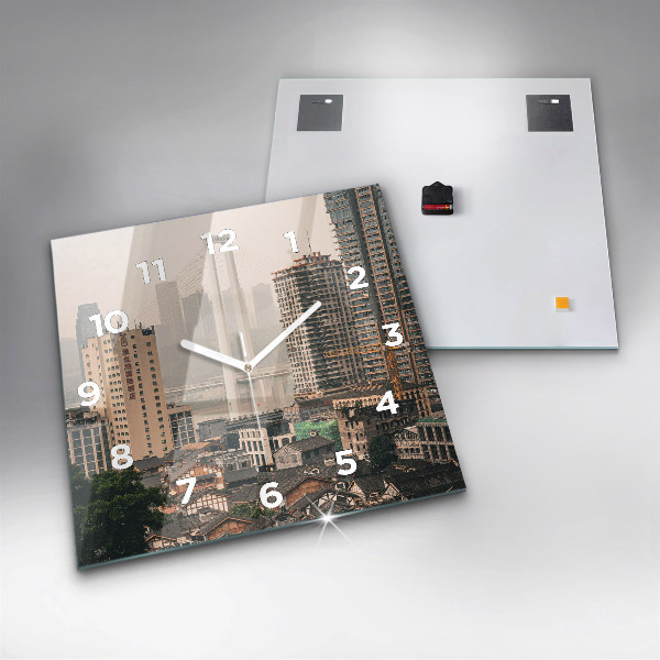 Square wall clock Chongqing Old Town