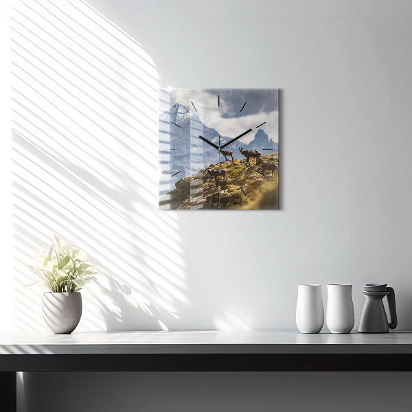 Square wall clock Goat in the Aosta Valley