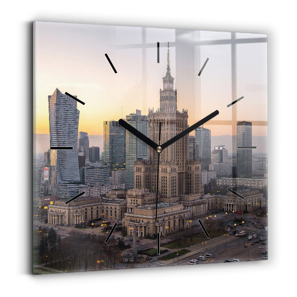 Square wall clock Panorama of Warsaw