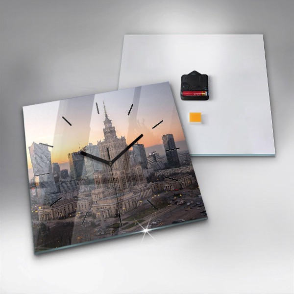 Square wall clock Panorama of Warsaw