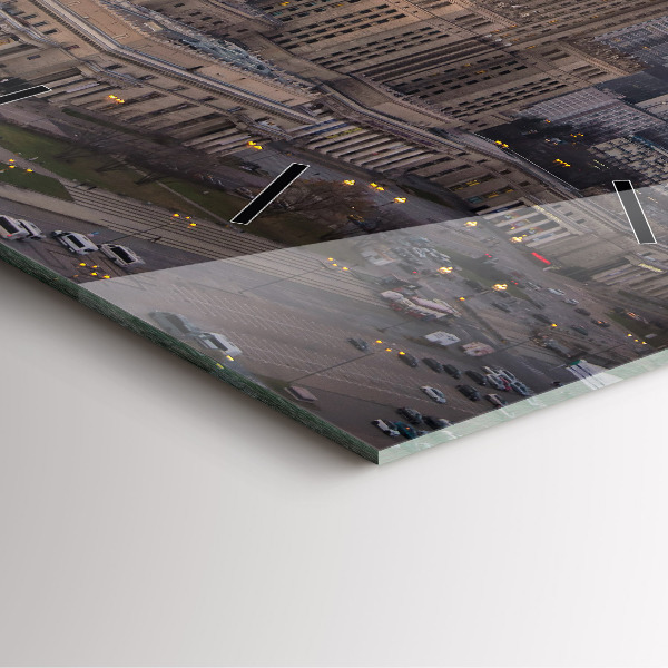 Square wall clock Panorama of Warsaw