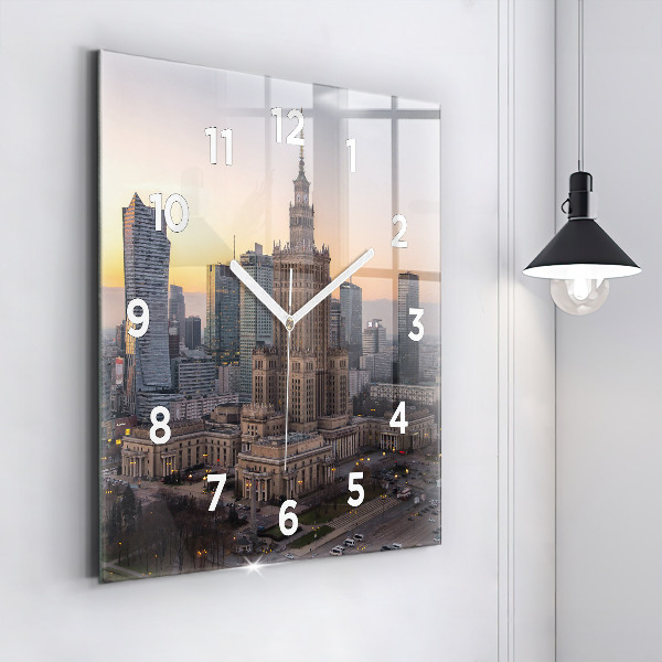 Square wall clock Panorama of Warsaw