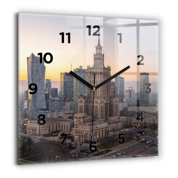 Square wall clock Panorama of Warsaw