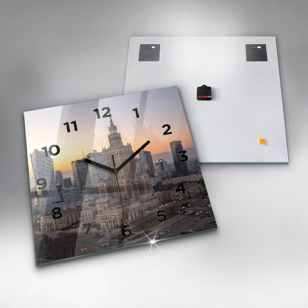 Square wall clock Panorama of Warsaw