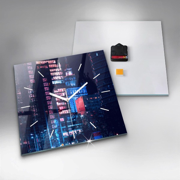 Square wall clock Warsaw at night