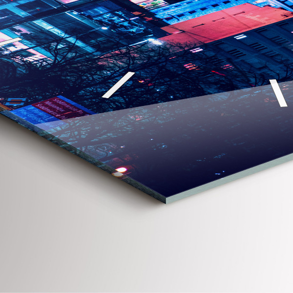 Square wall clock Warsaw at night