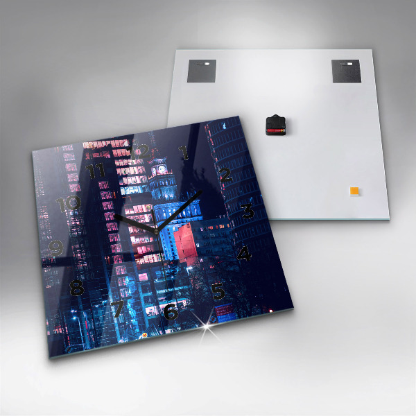 Square wall clock Warsaw at night