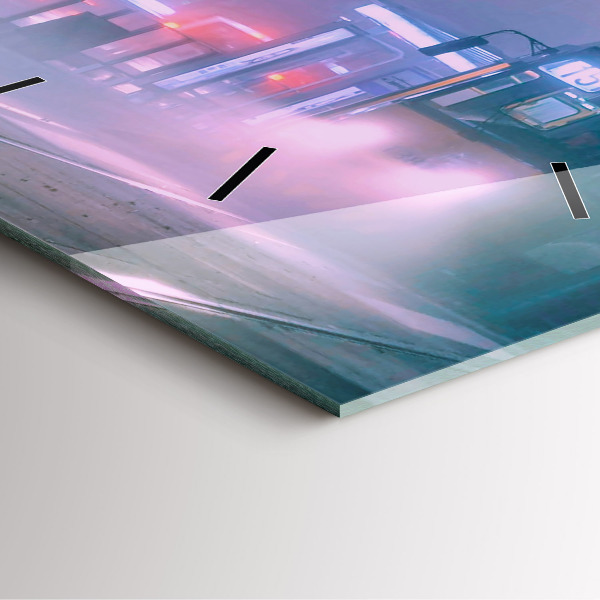 Square wall clock Warsaw in the fog