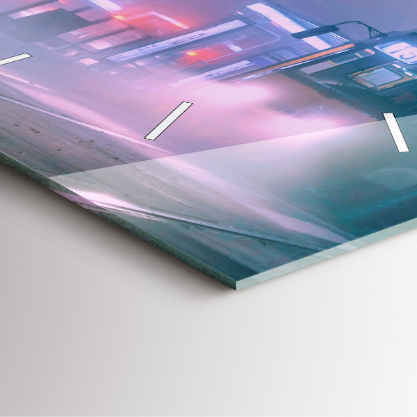 Square wall clock Warsaw in the fog