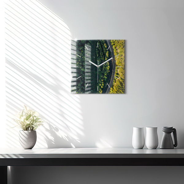 Square wall clock Forest from a bird's eye view