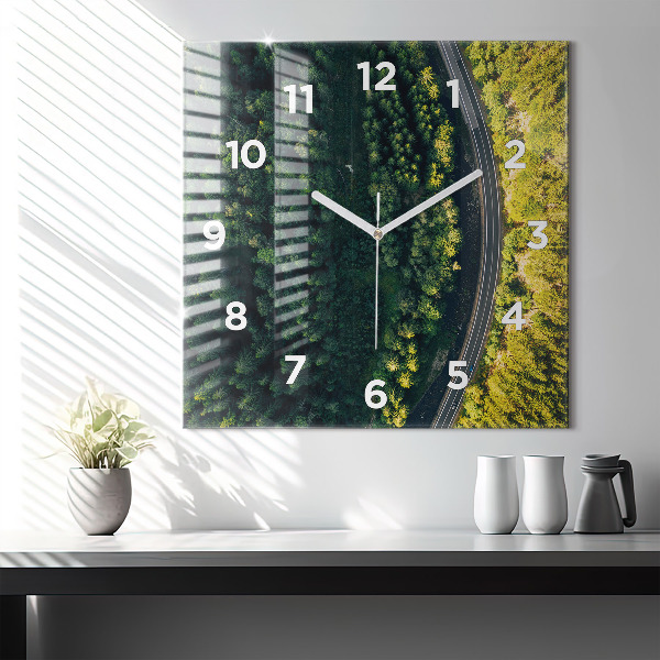 Square wall clock Forest from a bird's eye view