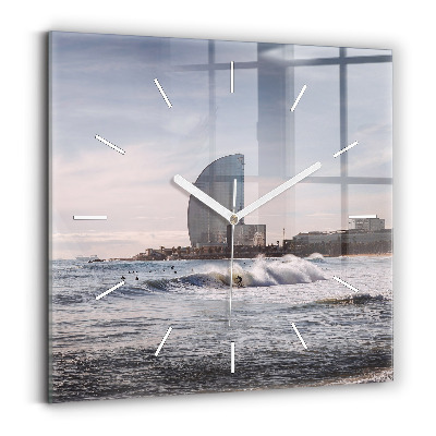 Square wall clock Barcelona Surfer