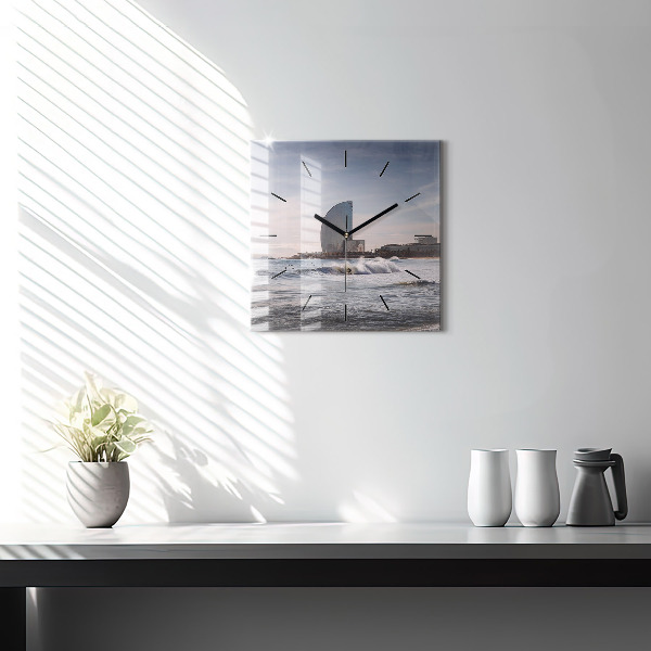 Square wall clock Barcelona Surfer