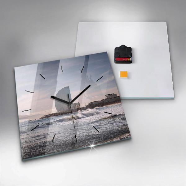 Square wall clock Barcelona Surfer