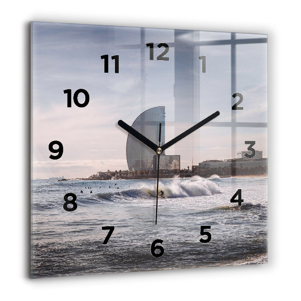 Square wall clock Barcelona Surfer