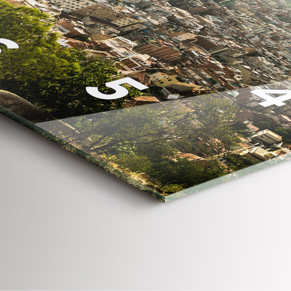 Square wall clock Barcelona view Montjuic