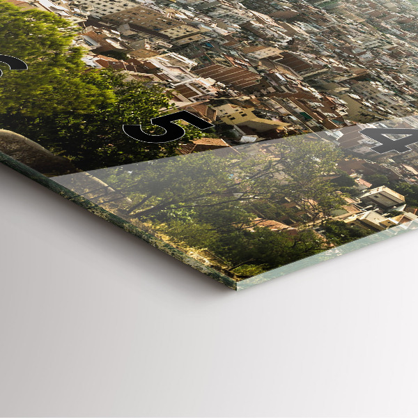 Square wall clock Barcelona view Montjuic