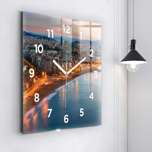 Square wall clock Barcelona Beach