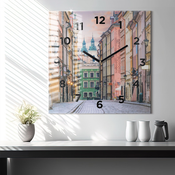 Square wall clock Old Town in Warsaw