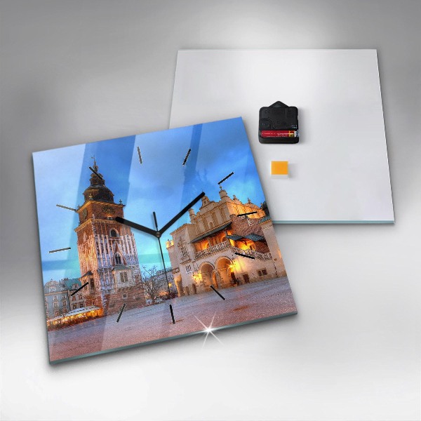 Square wall clock Main Market Square in Krakow