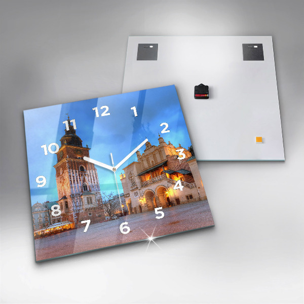 Square wall clock Main Market Square in Krakow