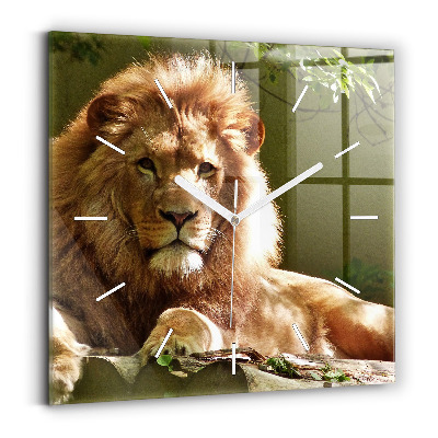Square wall clock Portrait of a Lion
