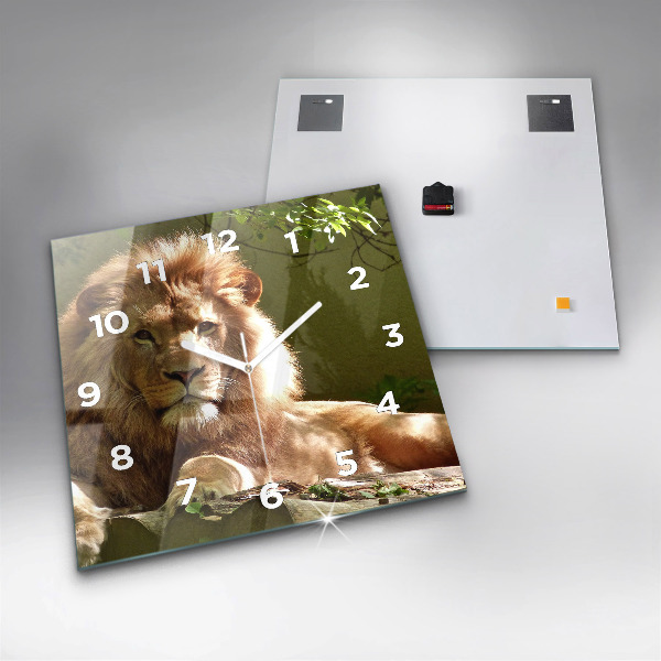 Square wall clock Portrait of a Lion