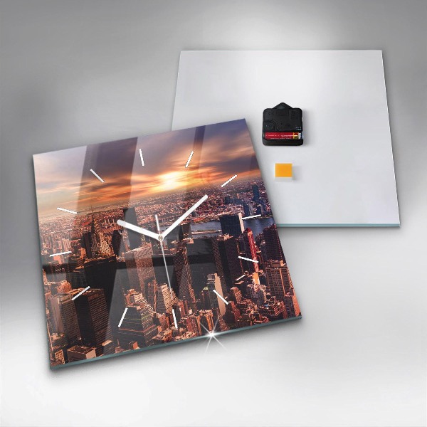 Square wall clock Panorama of the city west