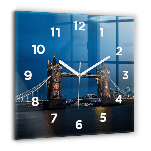 Square wall clock Tower Bridge London at night