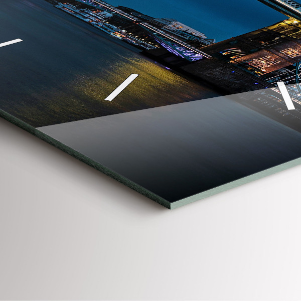 Square wall clock Tower Bridge London at night