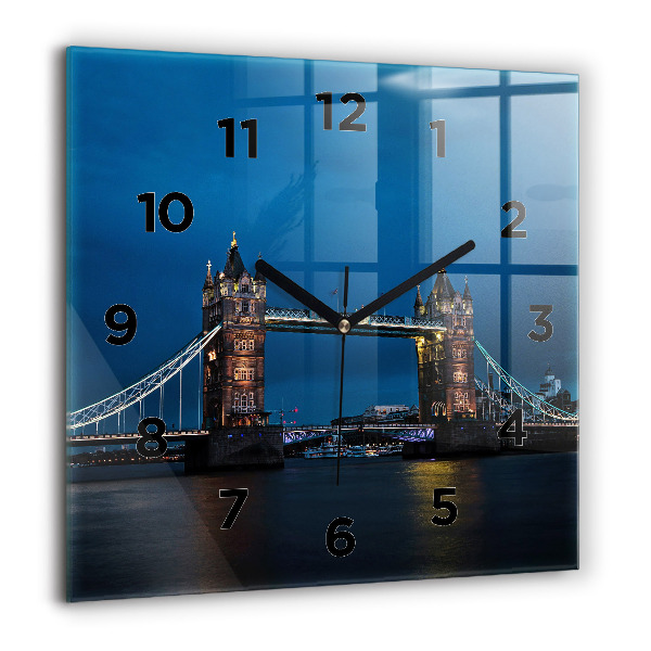 Square wall clock Tower Bridge London at night
