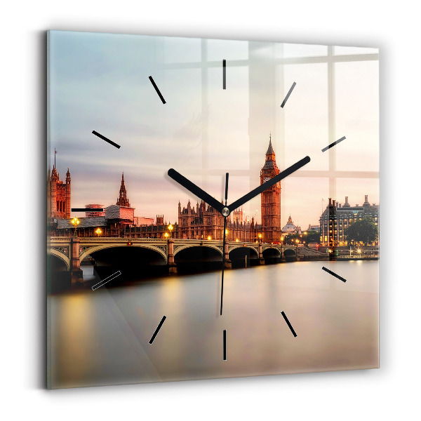 Square wall clock Big Ben London panorama