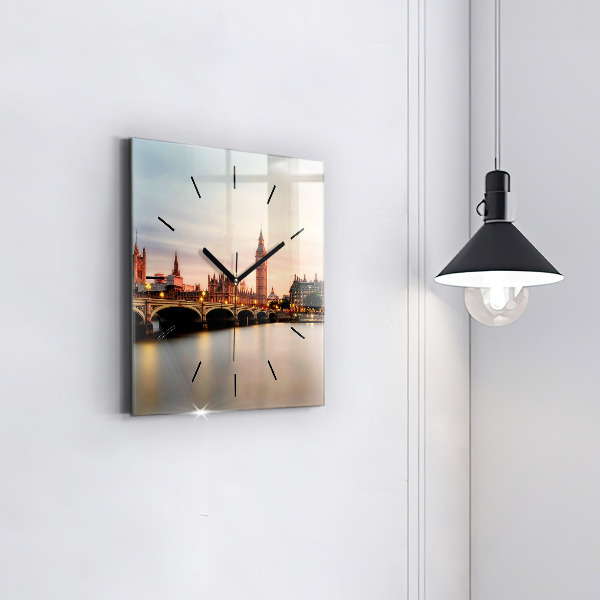 Square wall clock Big Ben London panorama