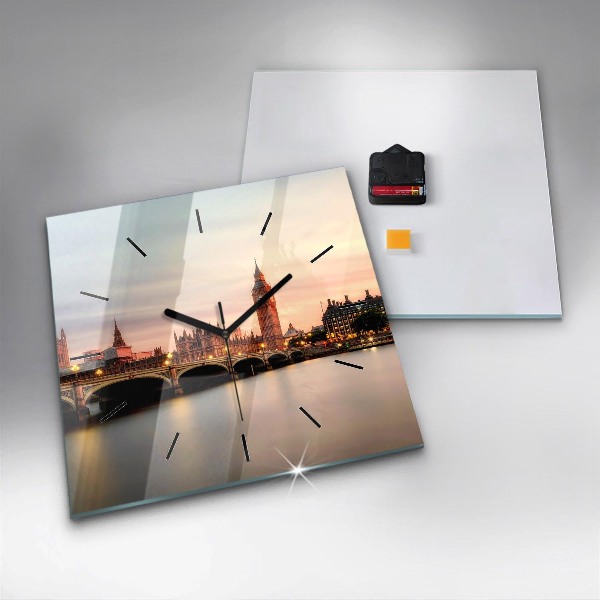 Square wall clock Big Ben London panorama