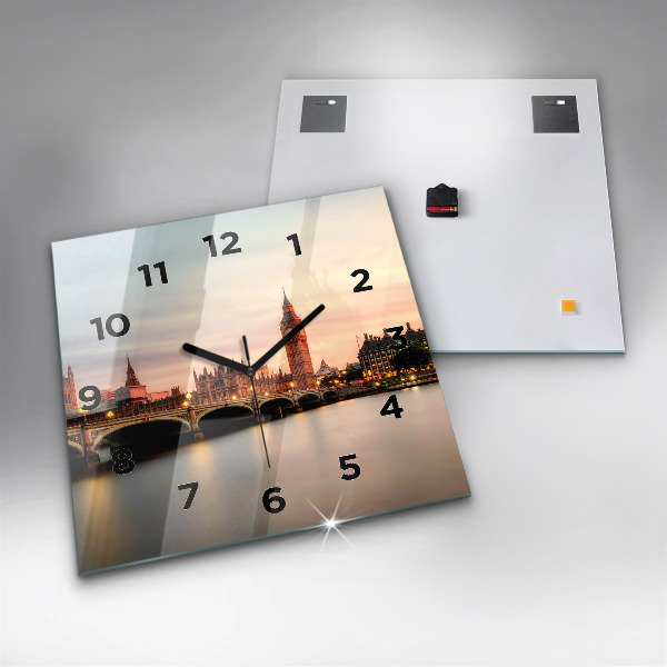 Square wall clock Big Ben London panorama