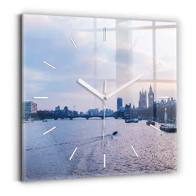Square wall clock London Eye city panorama