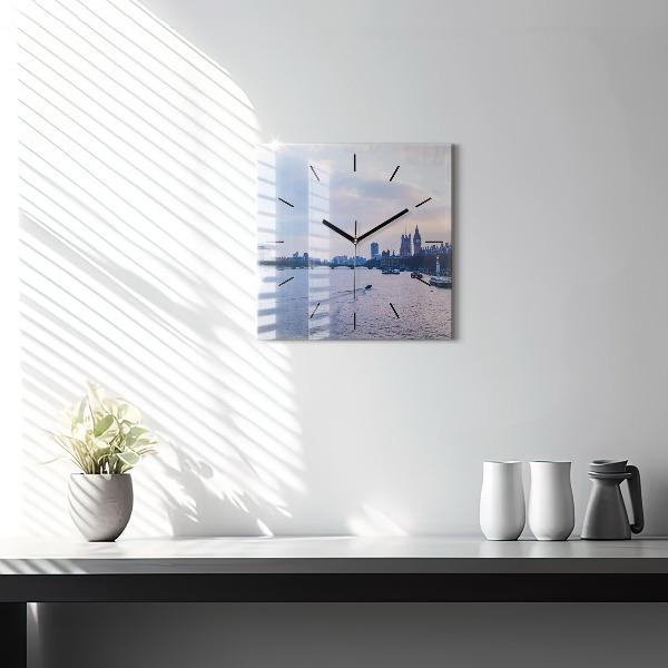 Square wall clock London Eye city panorama