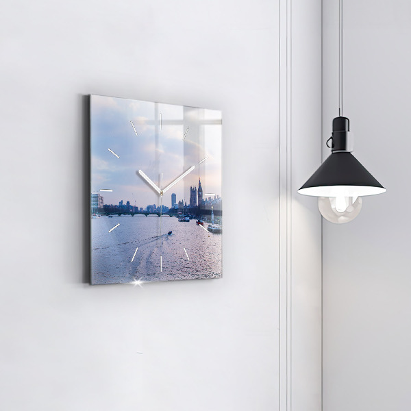 Square wall clock London Eye city panorama