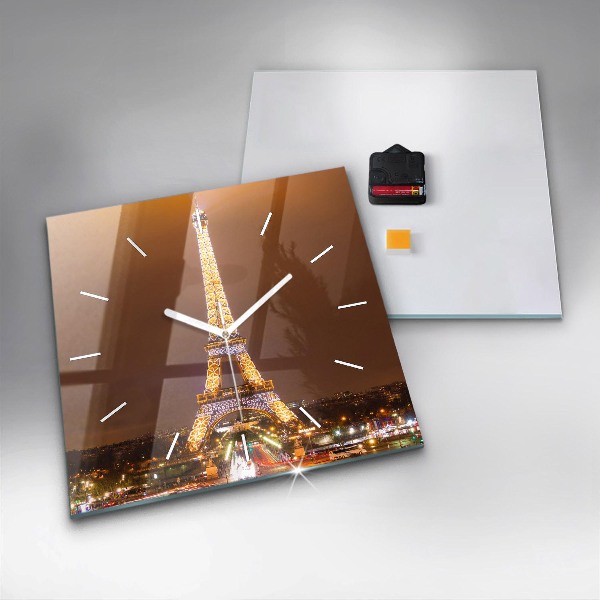 Square wall clock Illuminated Eiffel Tower