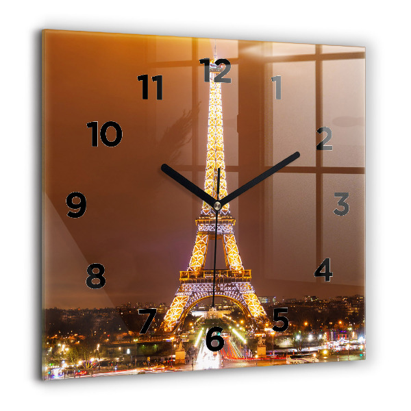 Square wall clock Illuminated Eiffel Tower