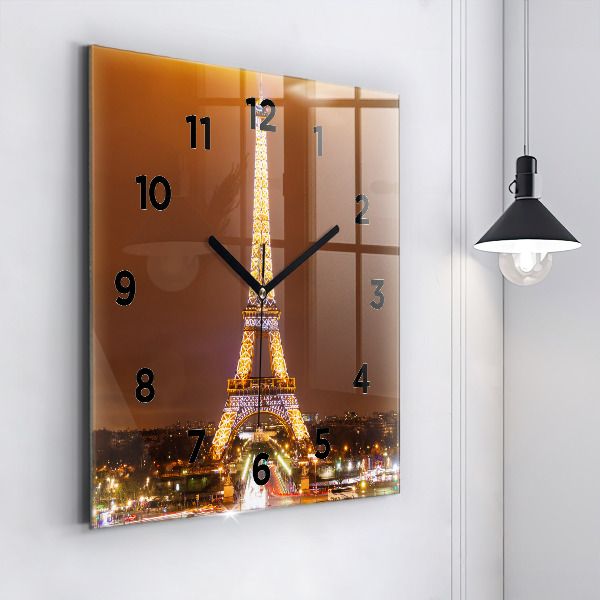 Square wall clock Illuminated Eiffel Tower