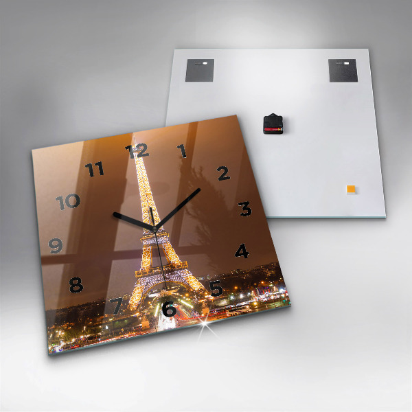 Square wall clock Illuminated Eiffel Tower