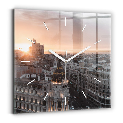 Square wall clock Cities at sunset