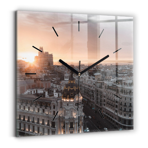 Square wall clock Cities at sunset